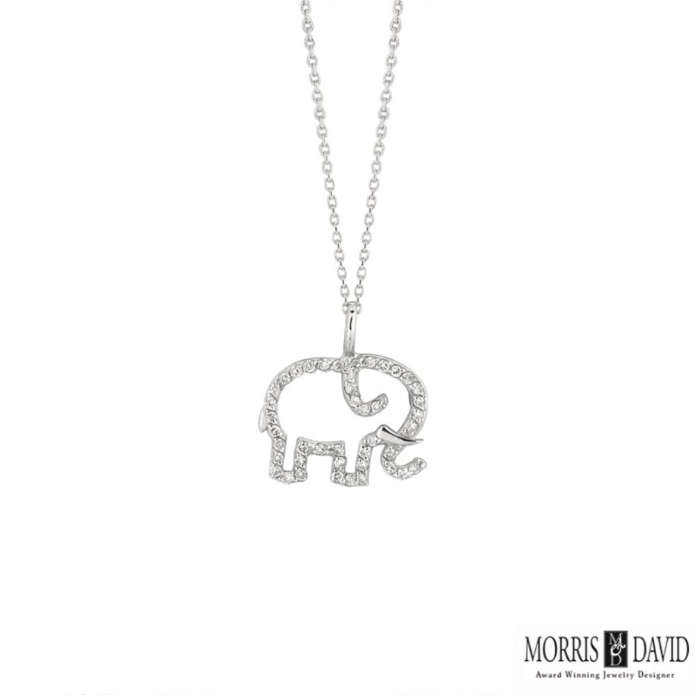 0.25 Carat Natural Diamond Elephant Necklace